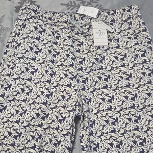 Blue and White Leaf Print Board Shorts